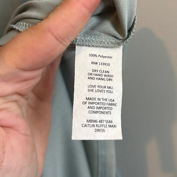 NWT Show Me Your MuMu Caitlin Ruffle Maci Dress In Silver Sage Crisp Size XXS - Picture 7 of 9